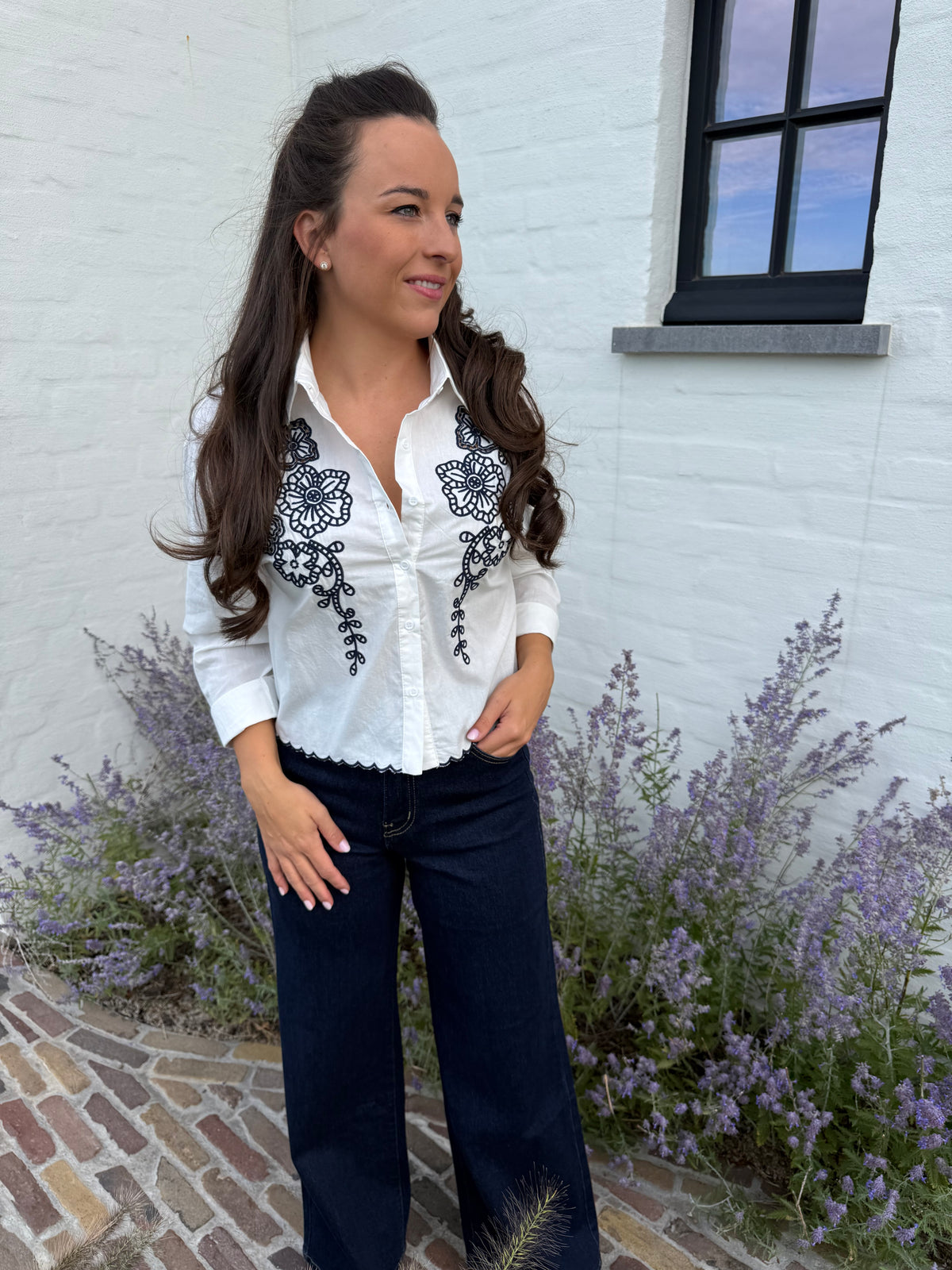 Broderie Blouse Blue