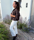 Ecru Wide Leg Jeans