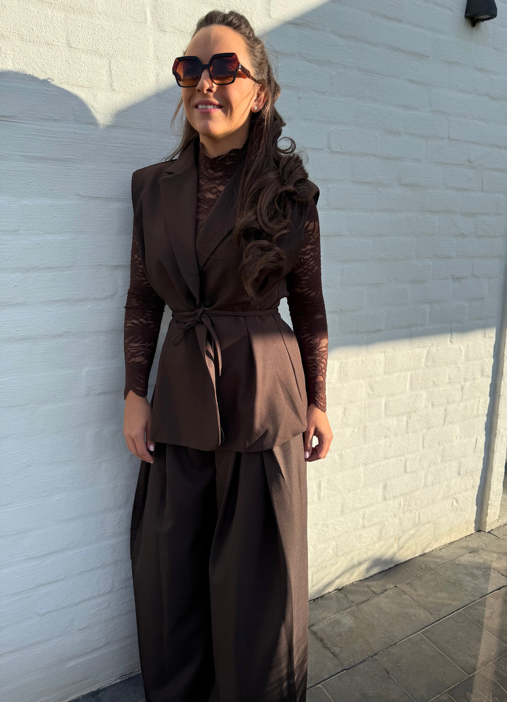 Sleeveless Blazer Brown