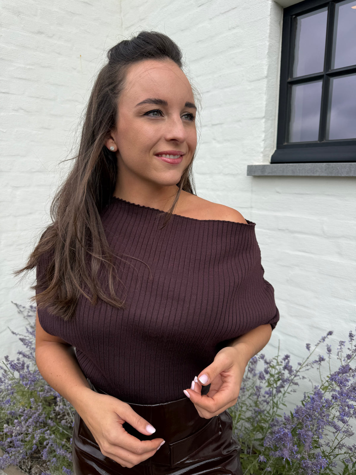 Espresso Off Shoulder Knit