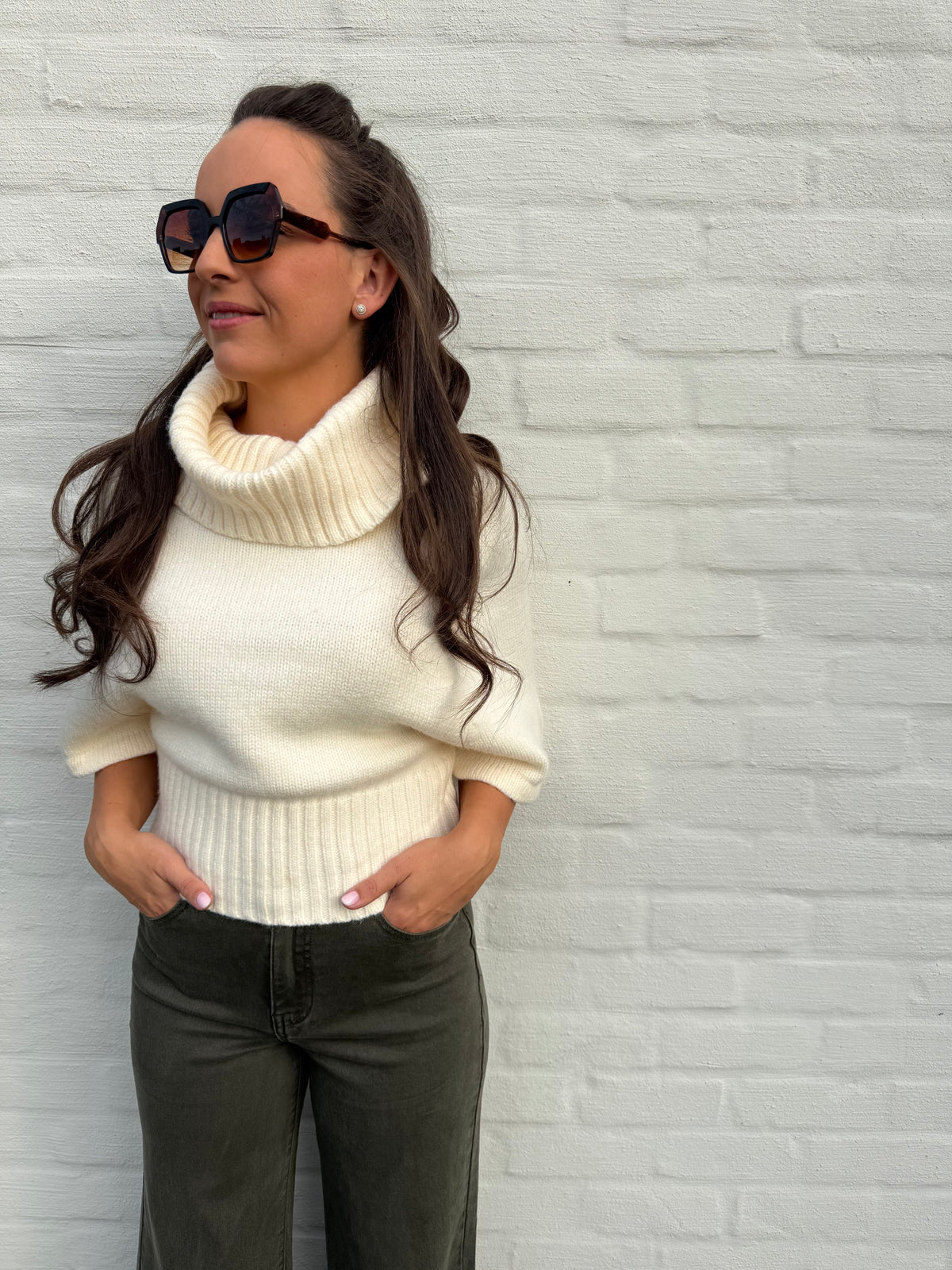 Khaki Green Wide Leg Jeans
