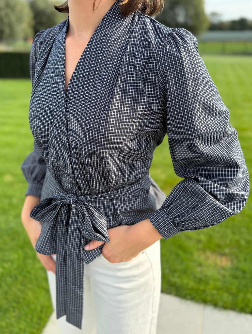 Marine Checkered Blouse