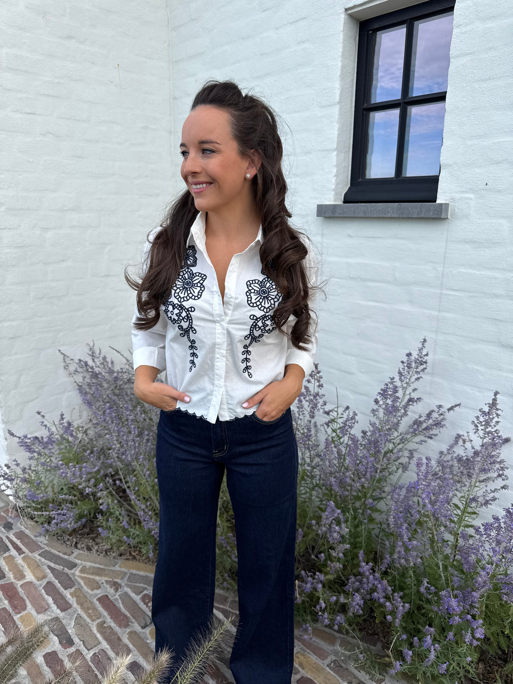 Broderie Blouse Blue
