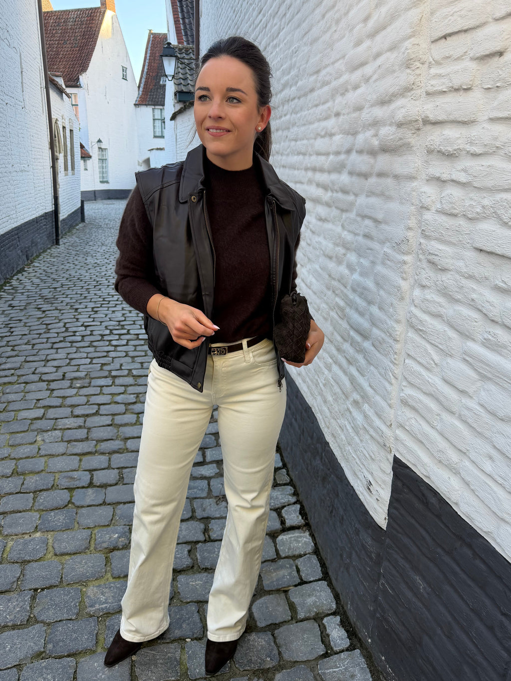 Elodie Sleeveless Jacket Brown