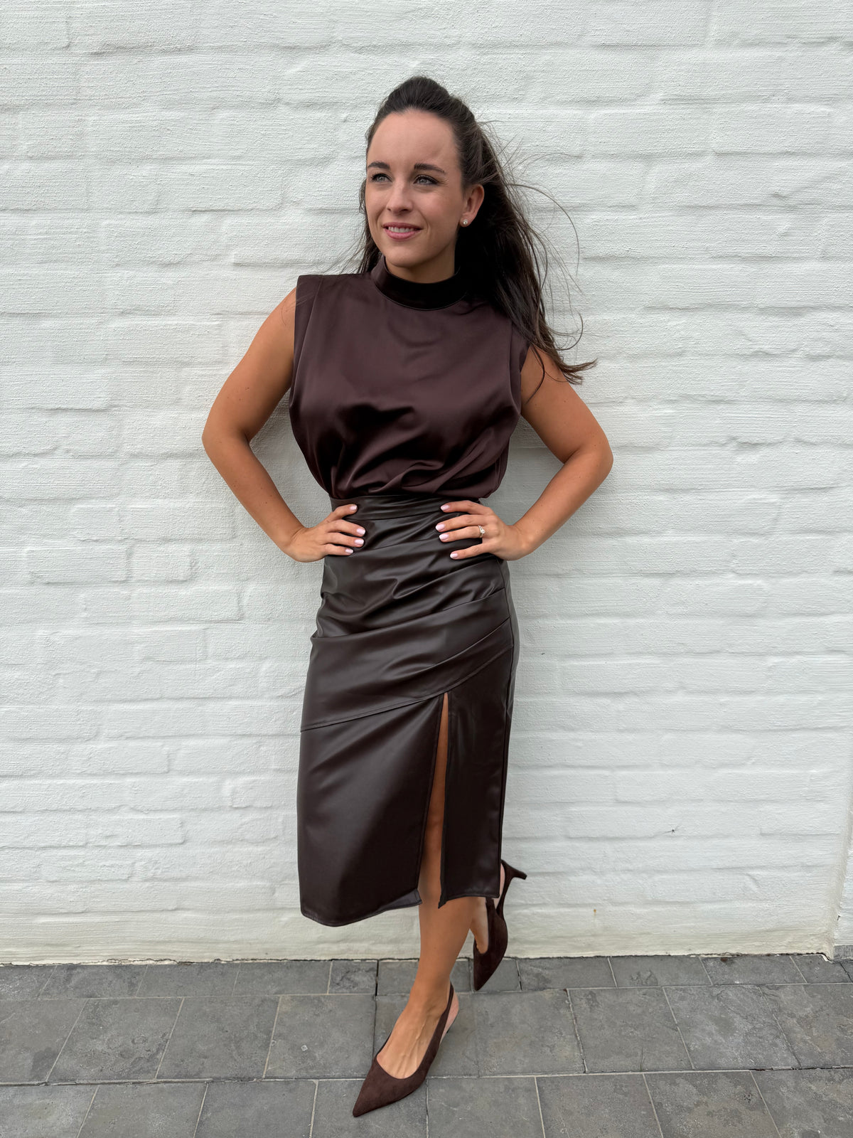 Brown Leather Skirt