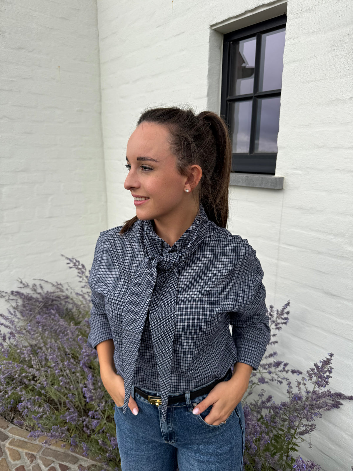 Checkered Blouse Blue