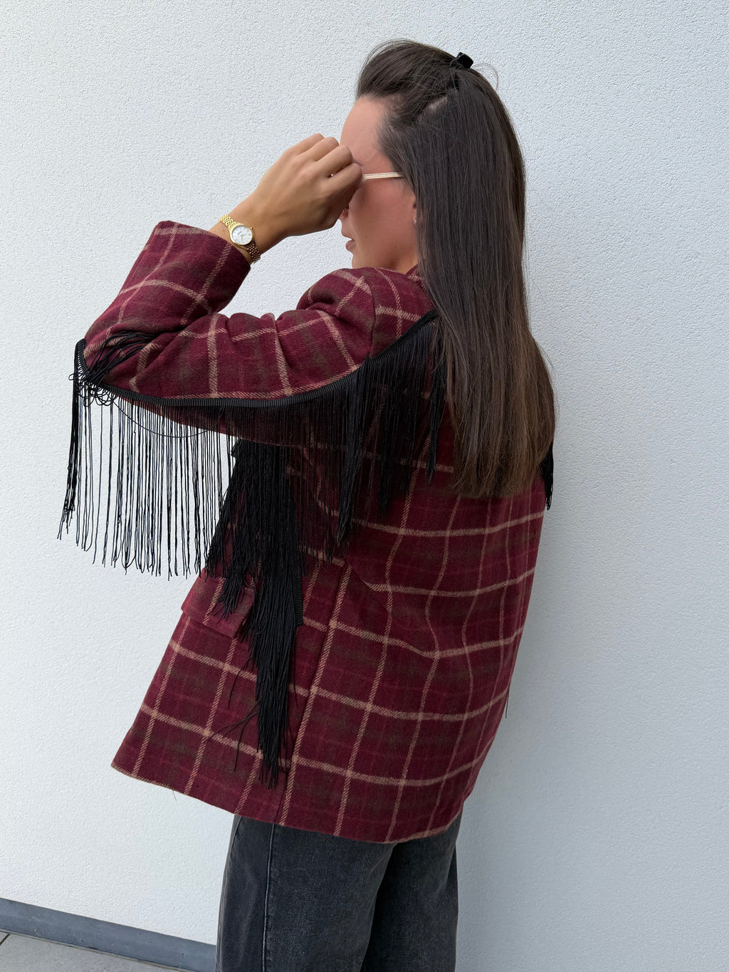 PRE ORDER Jane Fringe Blazer Bordeaux