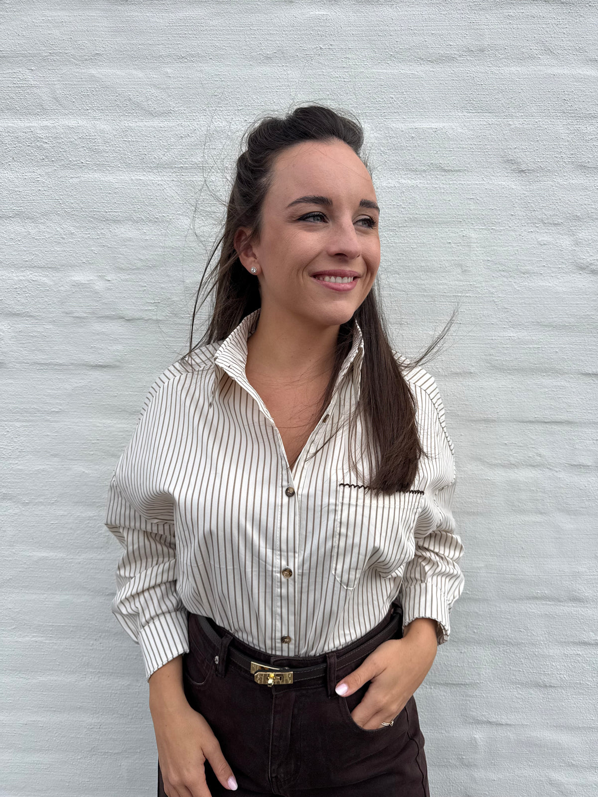 Striped Blouse Brown