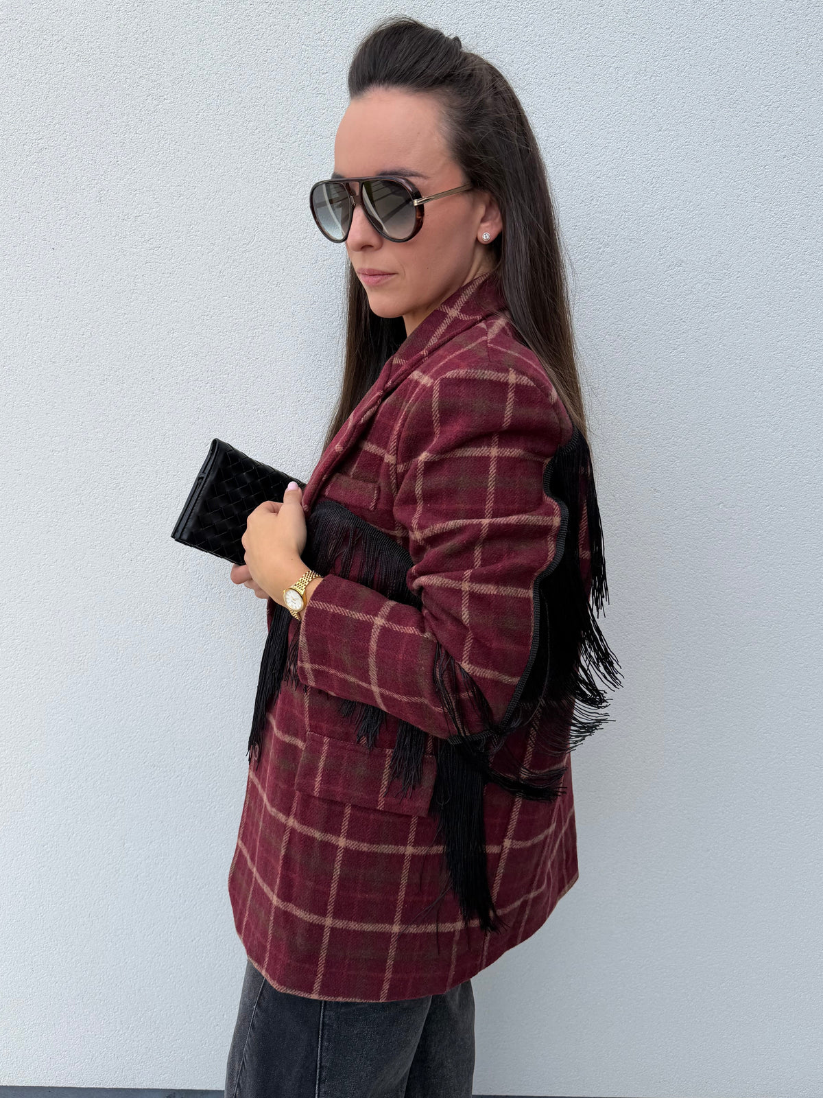 PRE ORDER Jane Fringe Blazer Bordeaux