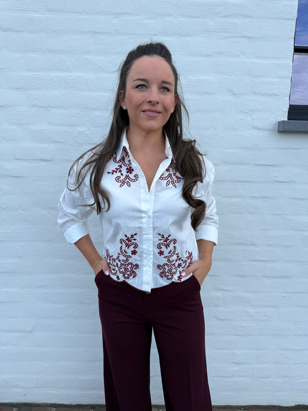 Broderie Blouse Burgundy