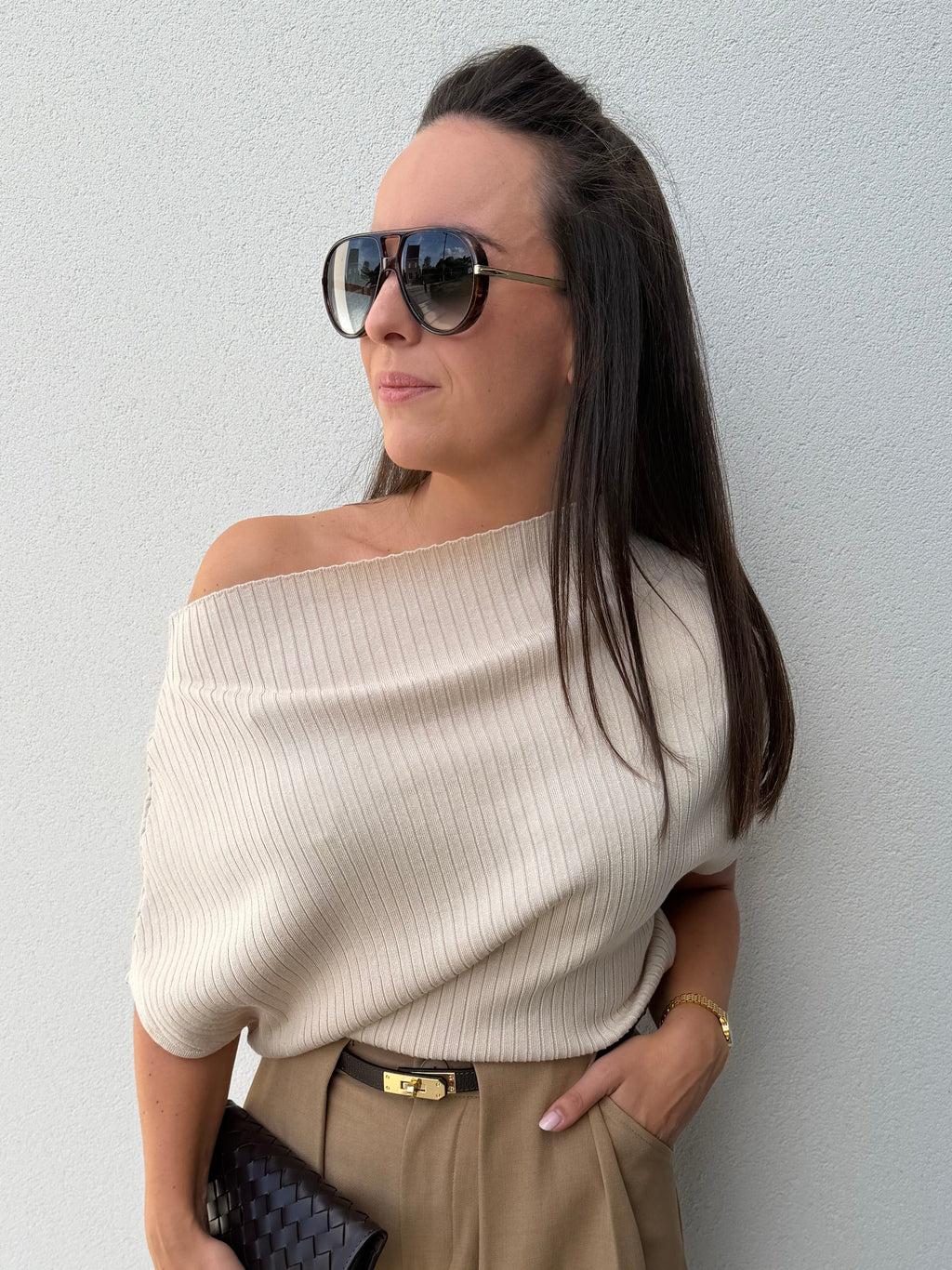 Espresso Off Shoulder Knit