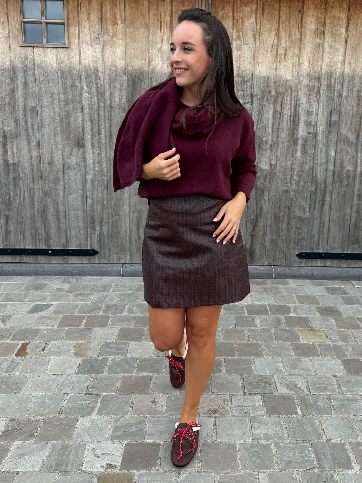 Burgundy Woven Skirt
