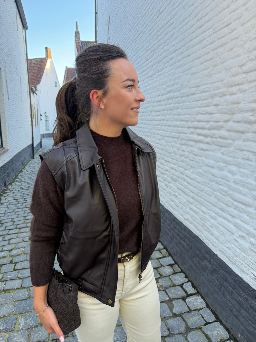 Elodie Sleeveless Jacket Brown