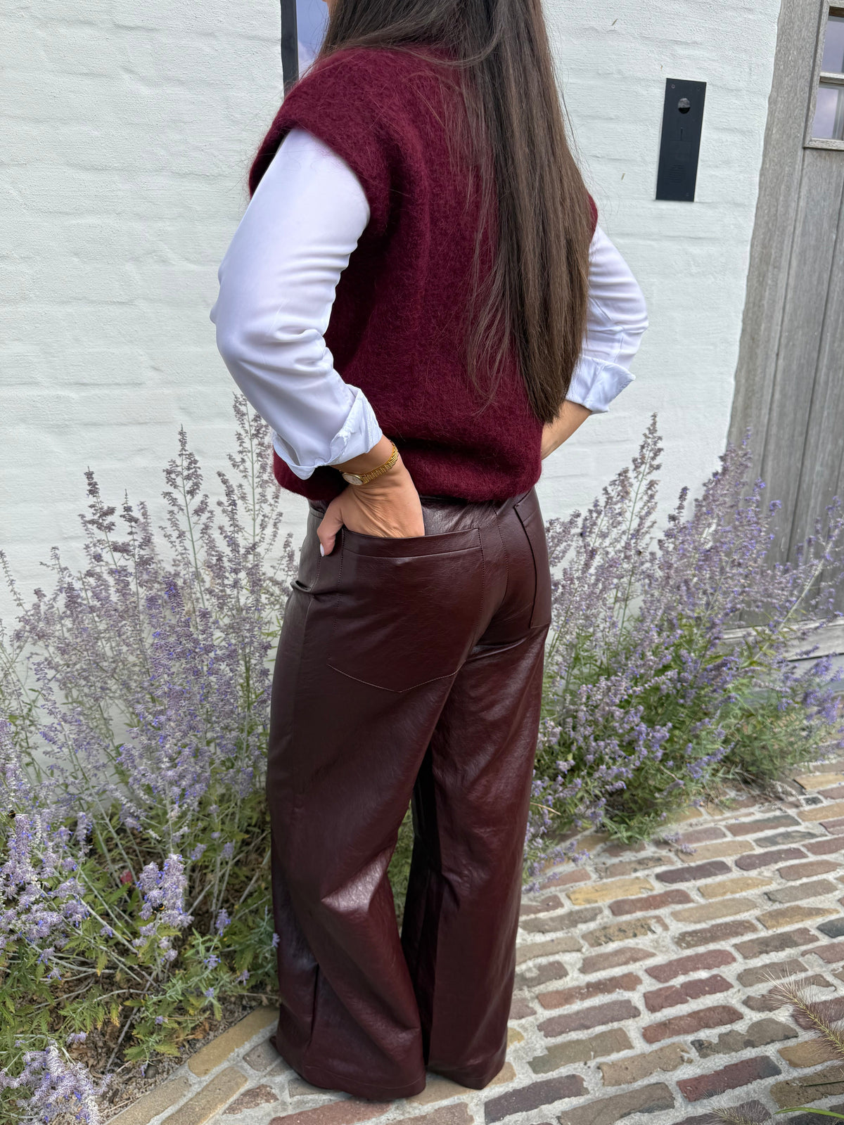 Burgundy Leder Broek