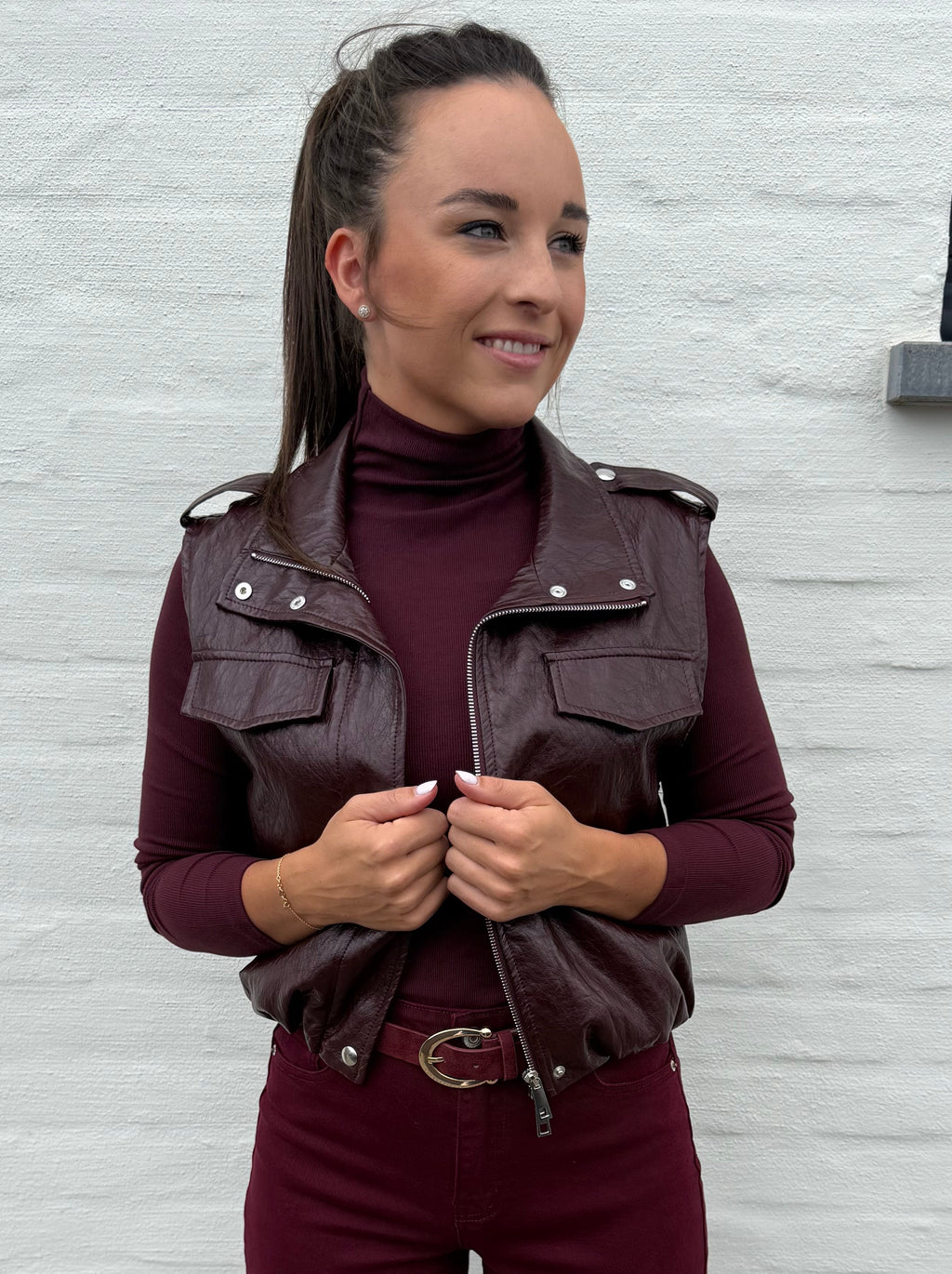 Burgundy Col Top