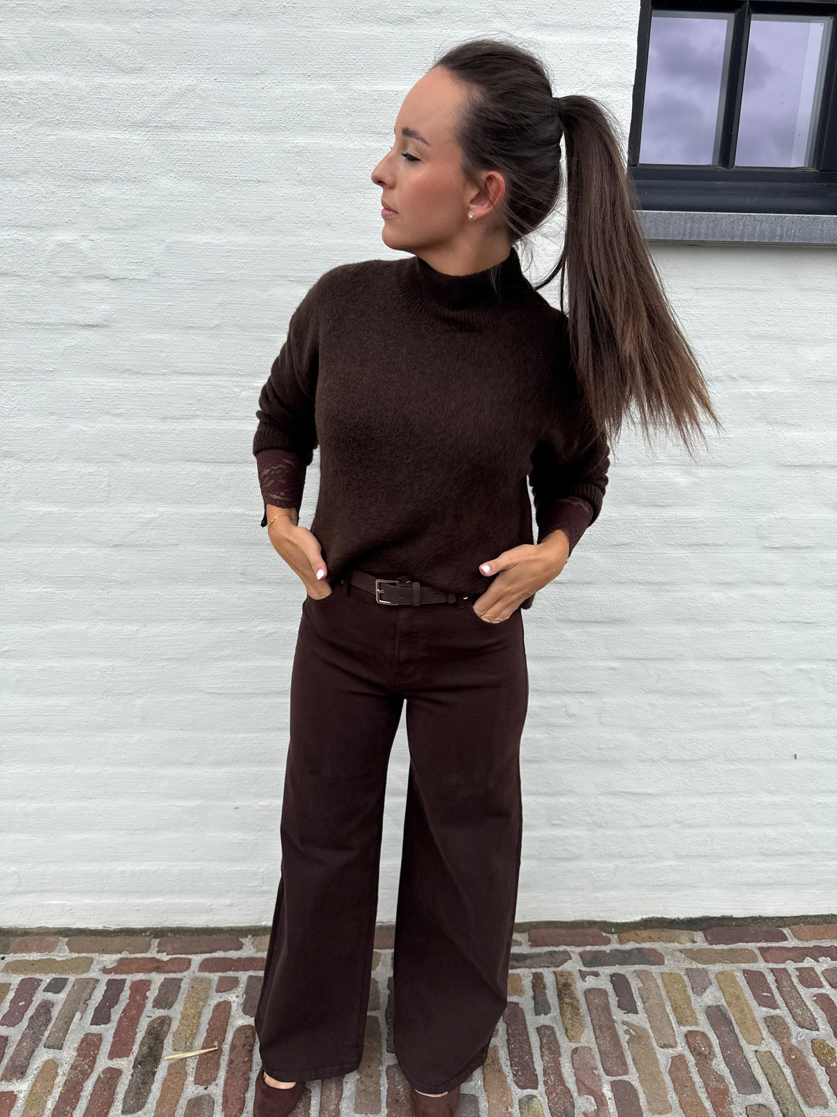 Brown Wide Leg Jeans
