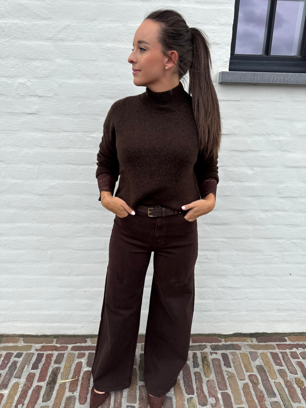 Brown Wide Leg Jeans