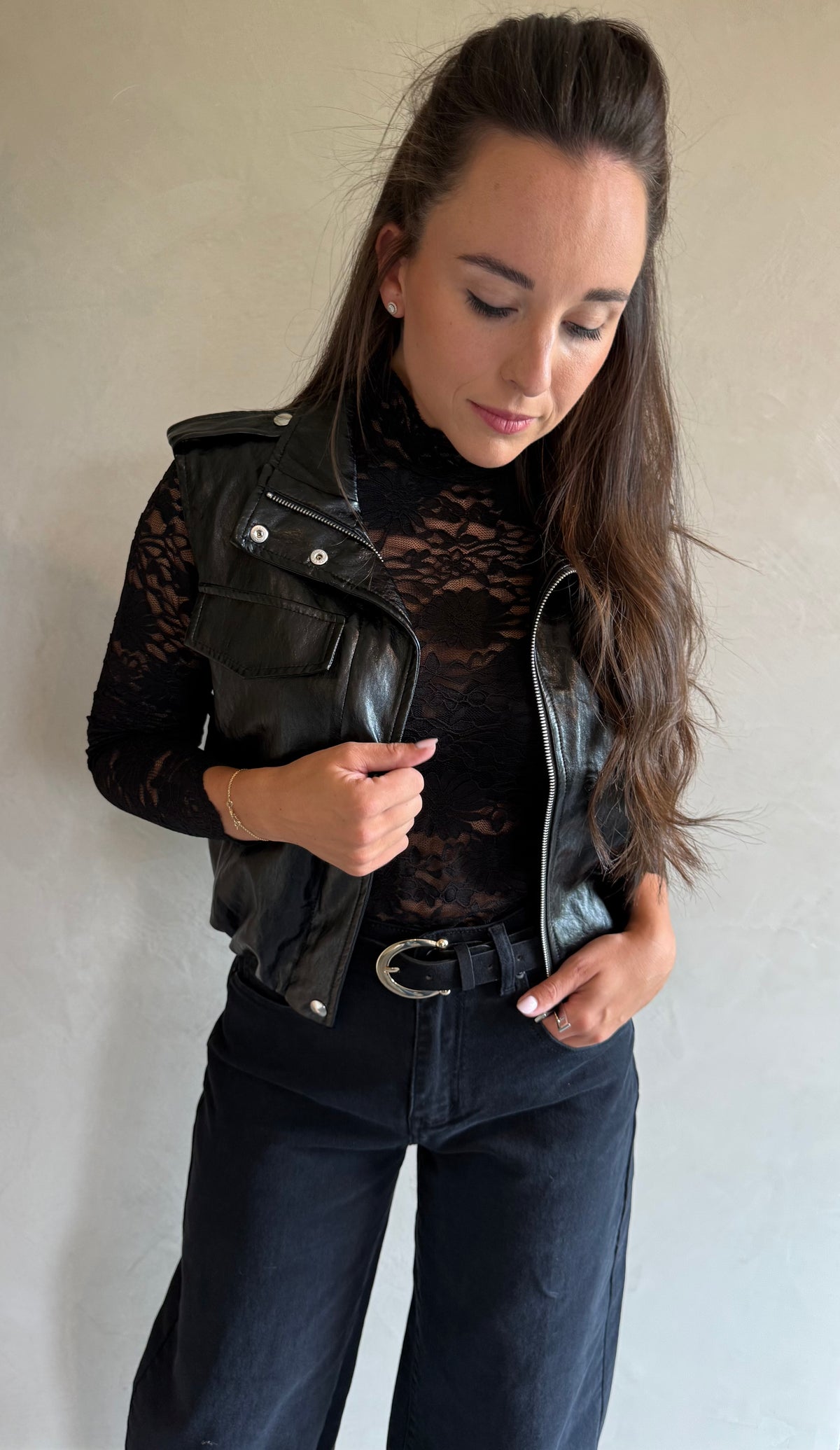 Zwarte Leather Jacket